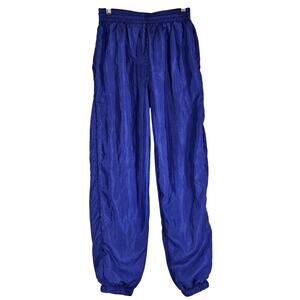 VINTAGE WOMEN'S 100% NYLON BLUE JOGGER PANTS RN 78614 SIZE PM